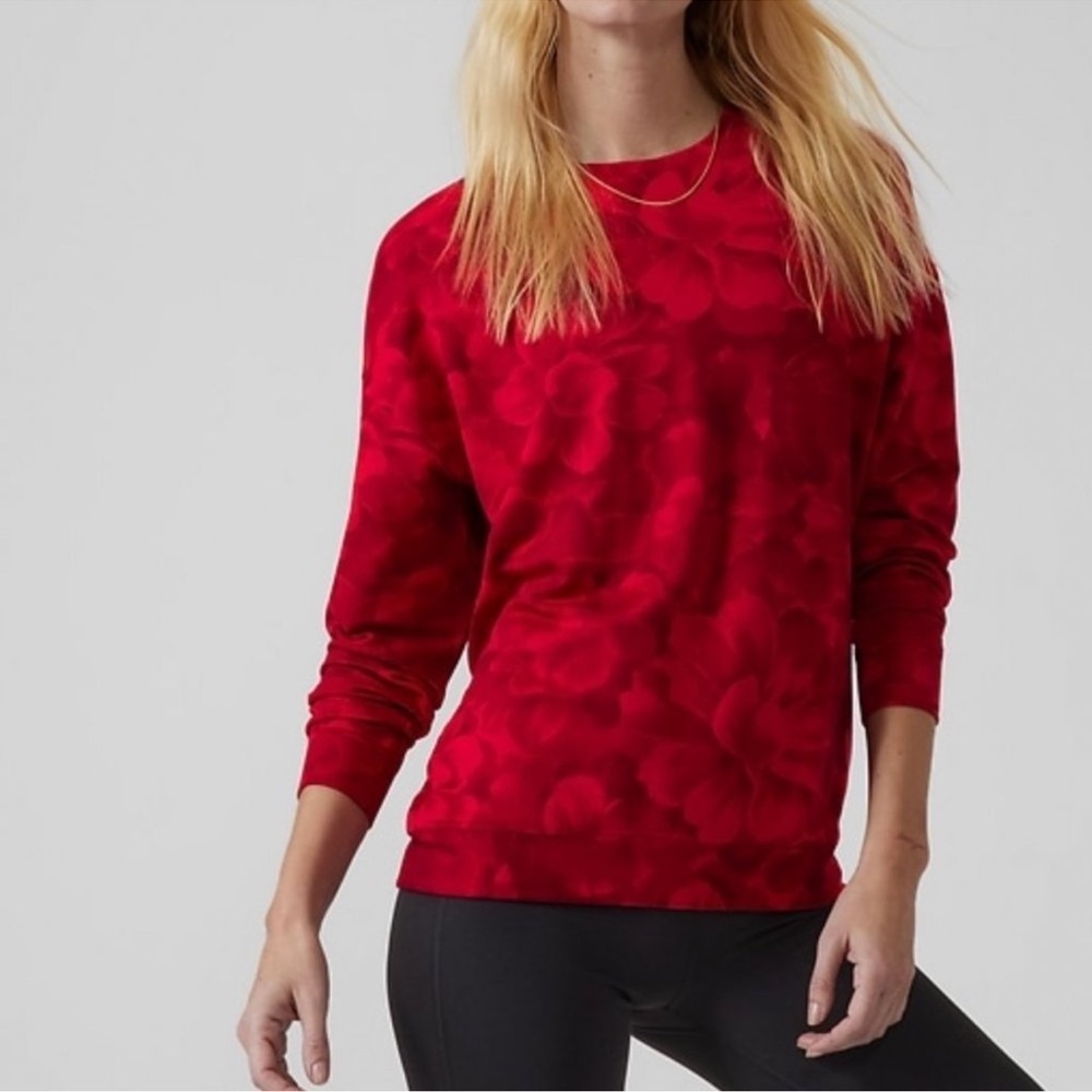 Athleta Chakra Red Floral Sweatshirt